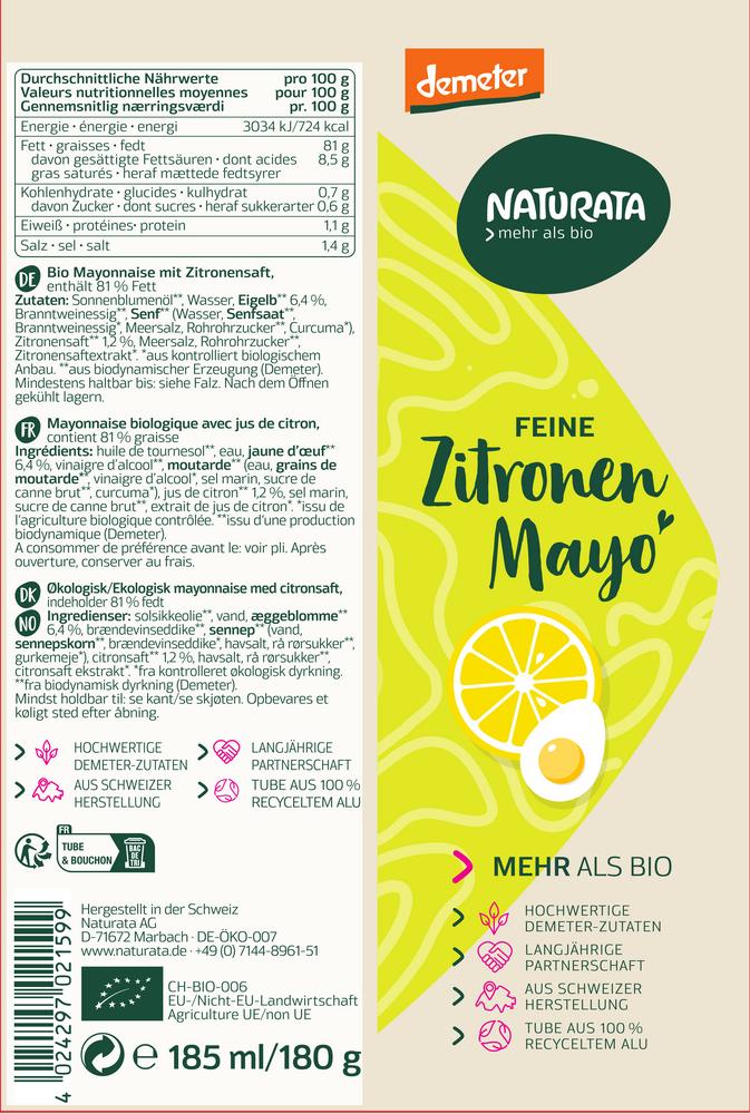 Zitronen Mayo demeter in der Tube 185 ml