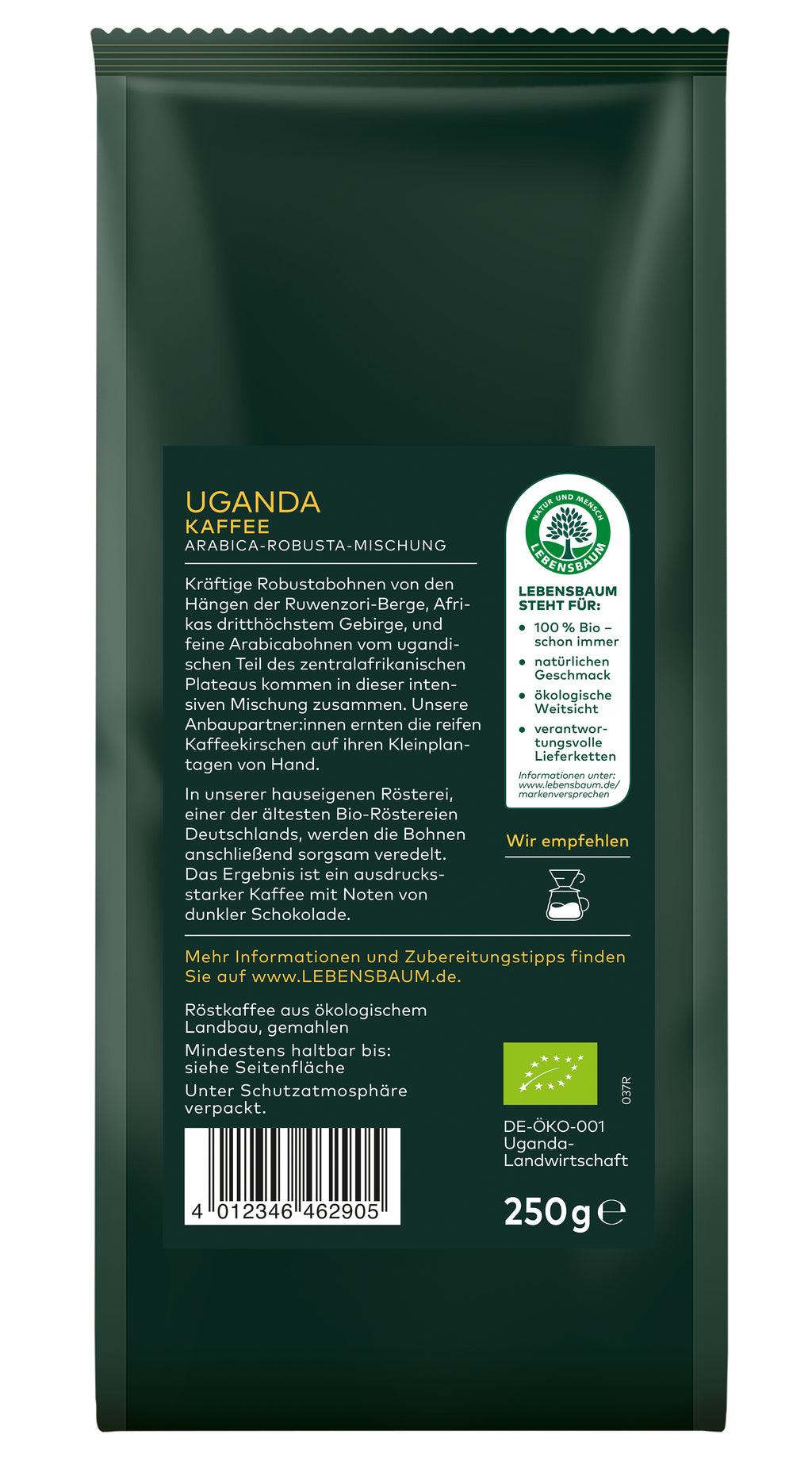 Uganda Kaffee gemahlen 250 g