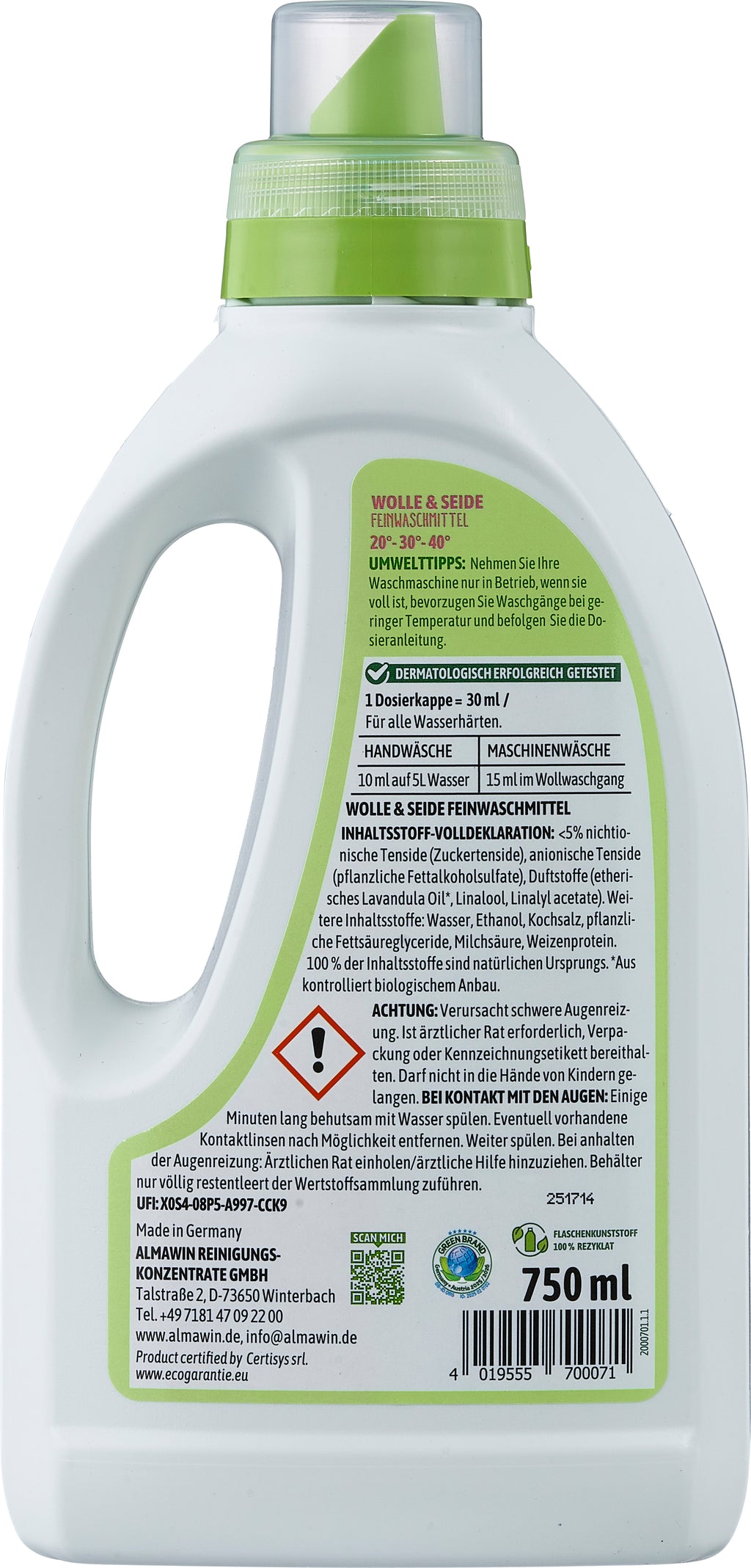 Wolle & Seide Feinwaschmittel 750 ml