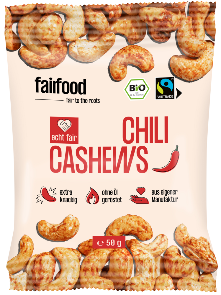 Faire Cashews mit Chili geröstet Snackbag 50 g