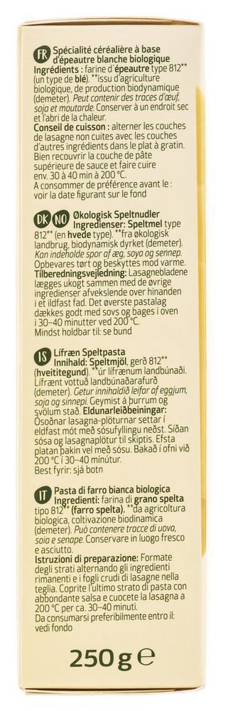 Lasagne Dinkel-hell demeter 250 g