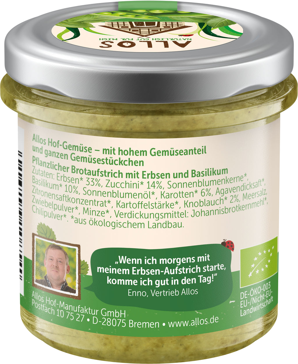 Hofgemüse Ennos Erbse Basilikum 135 g