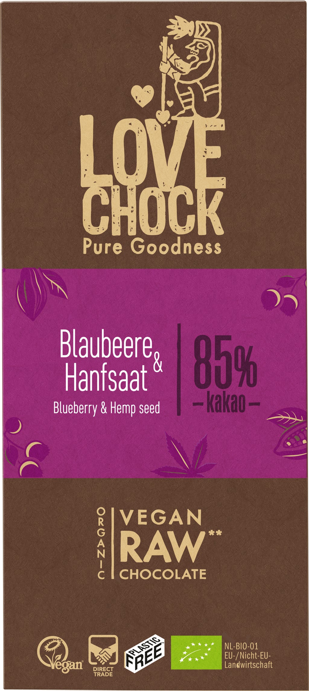 Lovechock Tafel Blaubeere & Hanfsaat 70 g