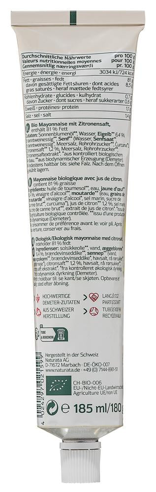 Zitronen Mayo demeter in der Tube 185 ml