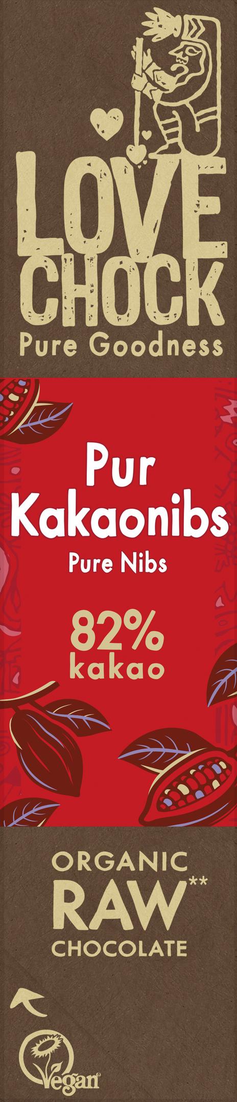 Lovechock Pur Kakaonibs 82% Kakao 40 g