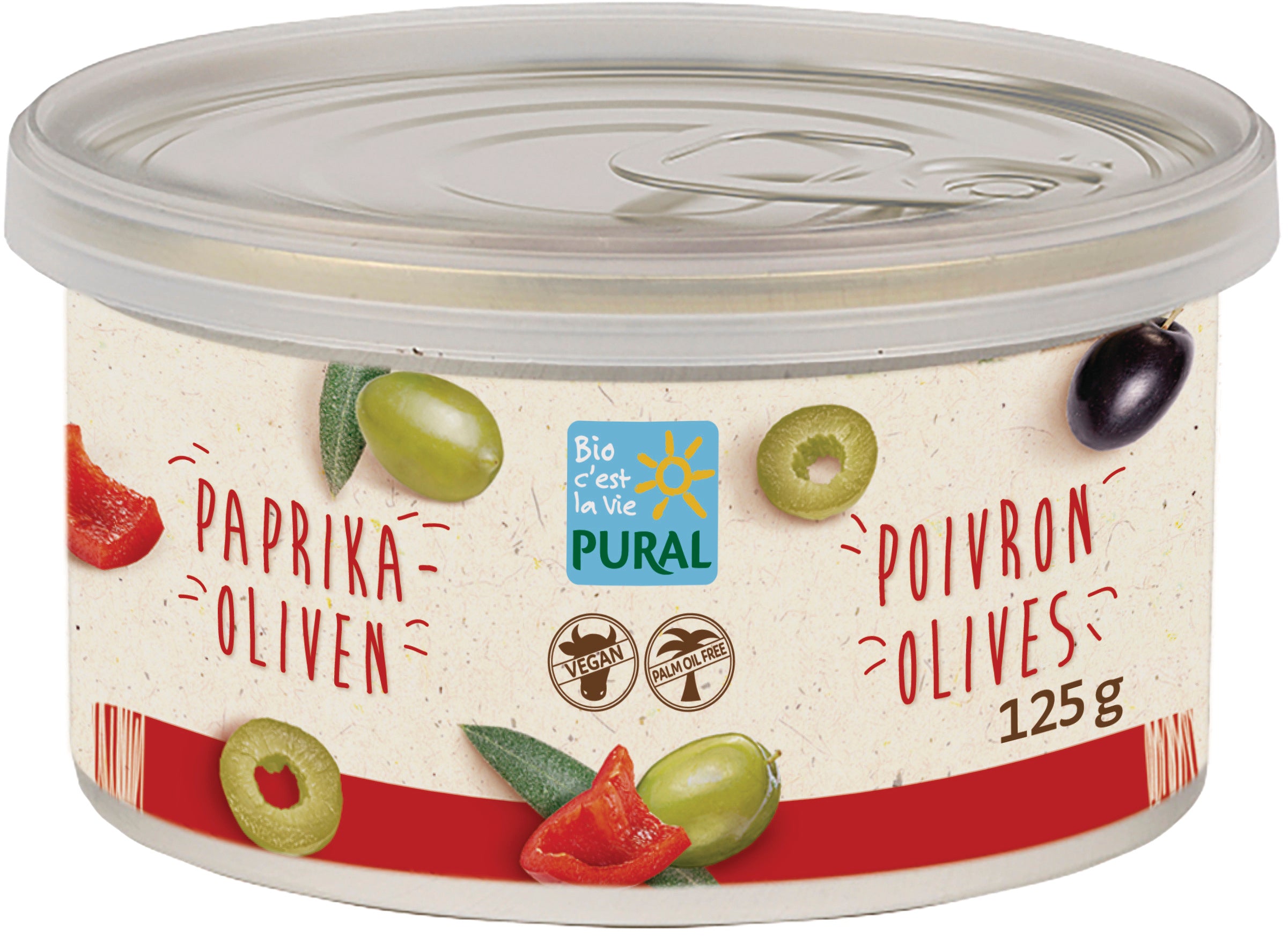 Pflanzlicher Aufstrich Paprika Oliven palmölfrei 125 g