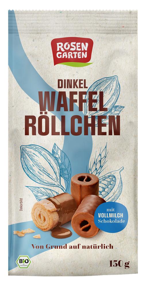 Dinkel-Waffelröllchen mit Vollmilch-Schokolade 150 g