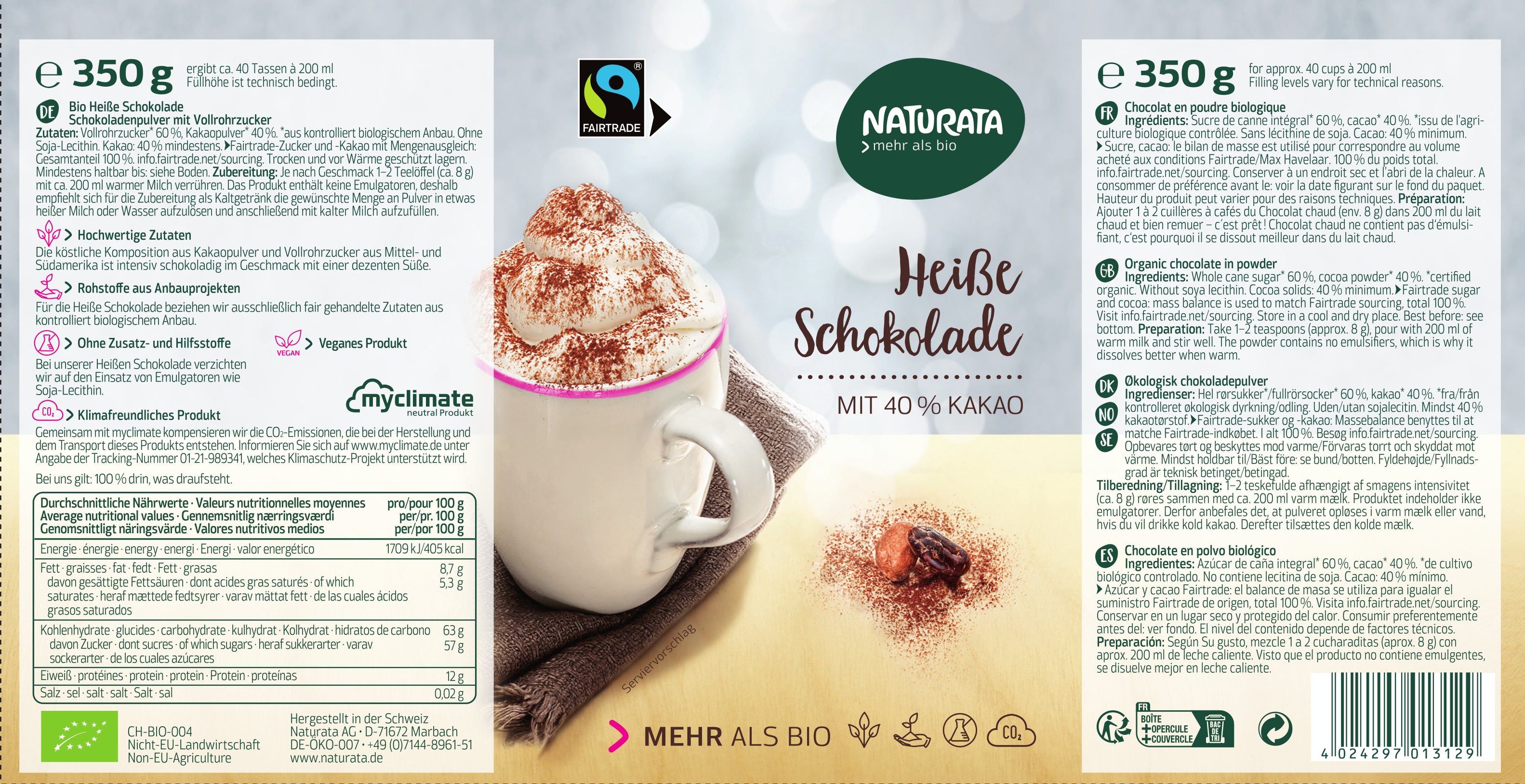 Heiße Schokolade Trinkschokolade 350 g