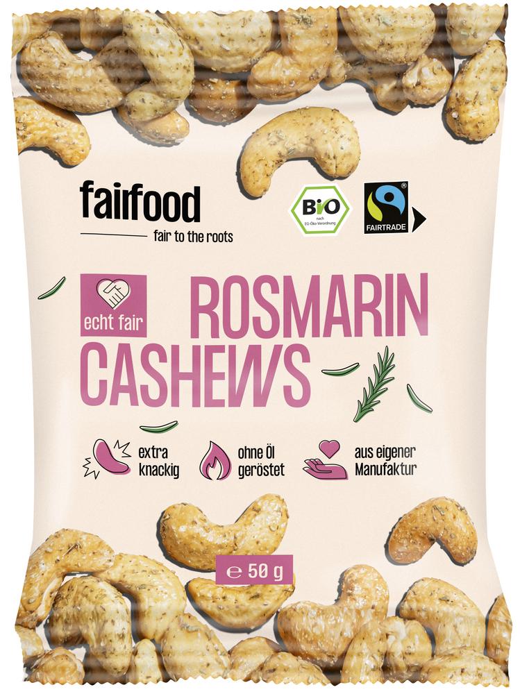 Faire Cashews mit Rosmarin geröstet Snackbag 50 g