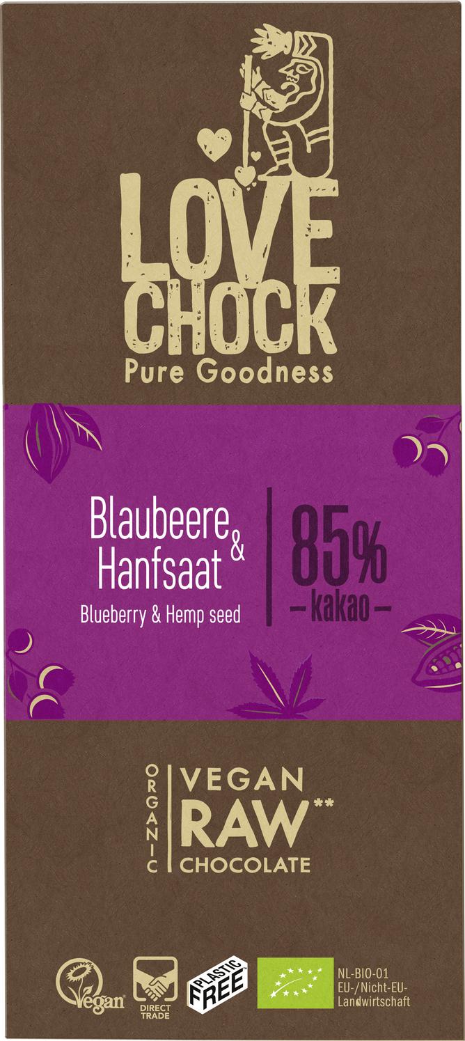 Lovechock Tafel Blaubeere & Hanfsaat 70 g