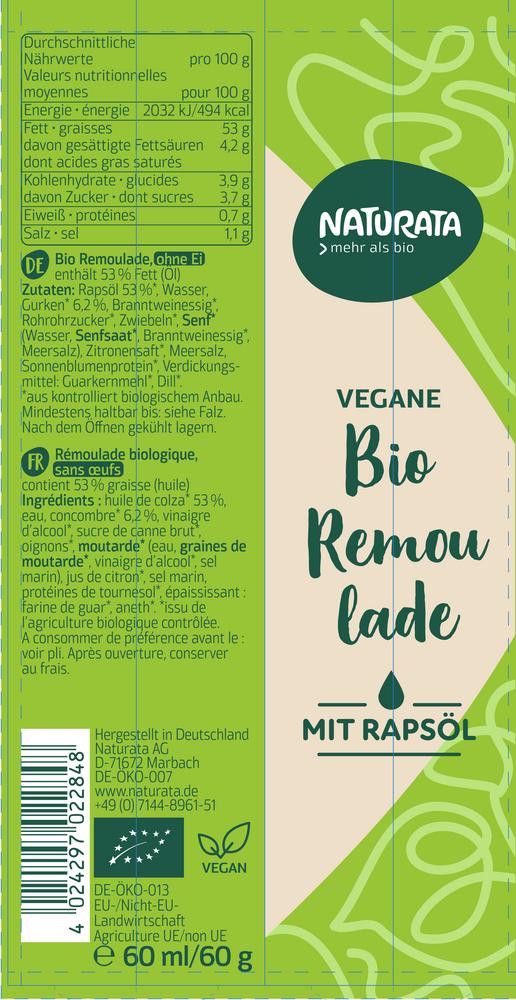 Vegane Remoulade mit Rapsöl  Tube 60 ml
