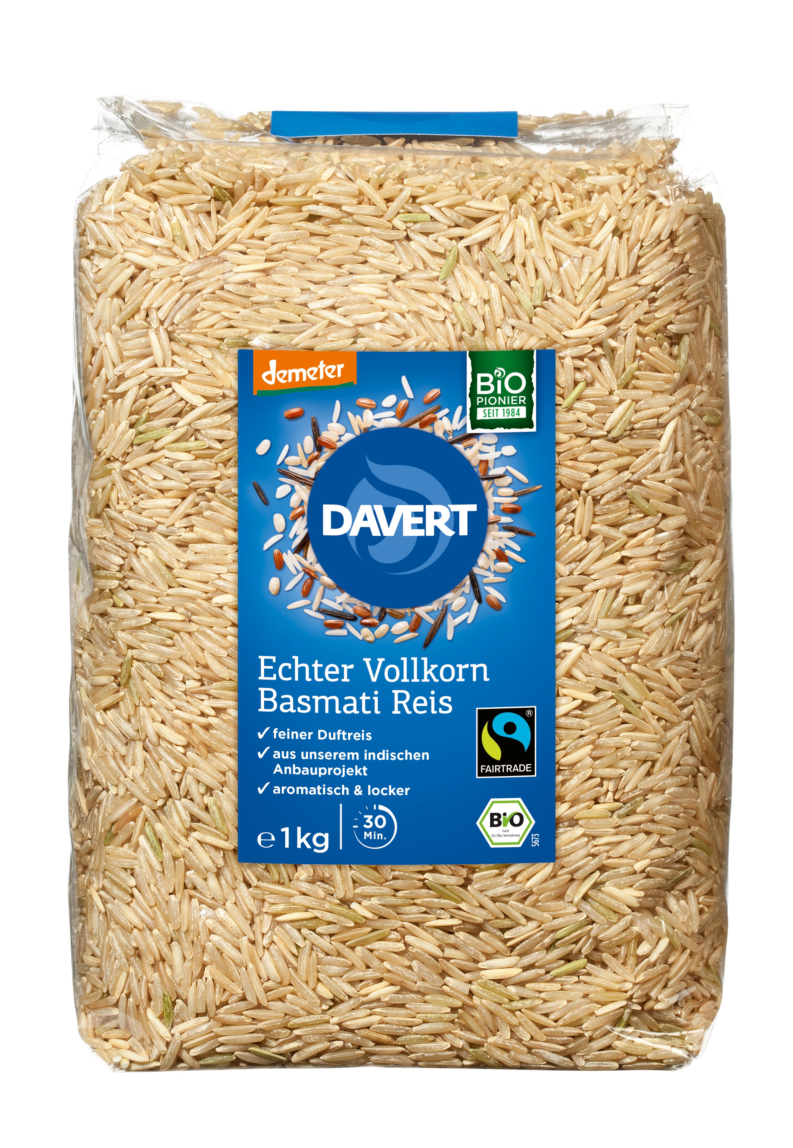 Echter Basmati-Reis braun demeter 1 kg