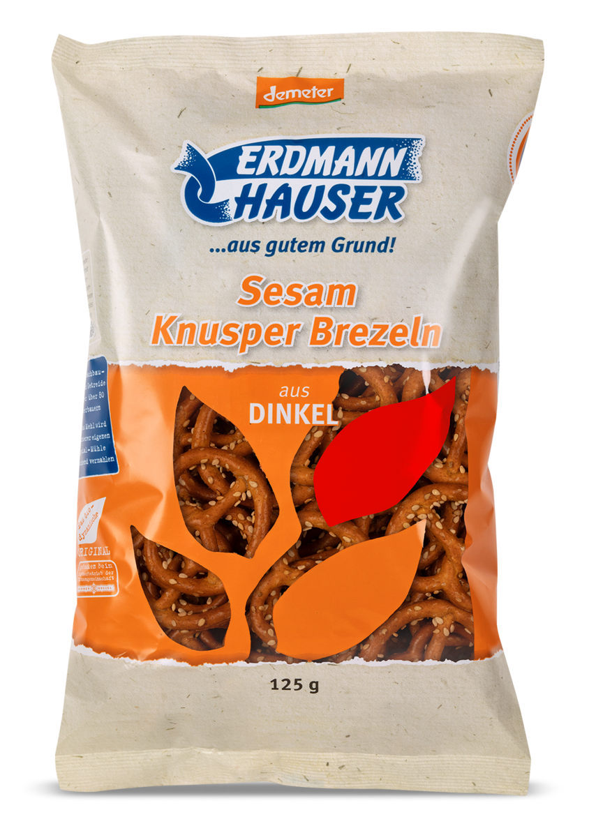 Dinkel-Knusperbrezeln mit Sesam demeter 125 g