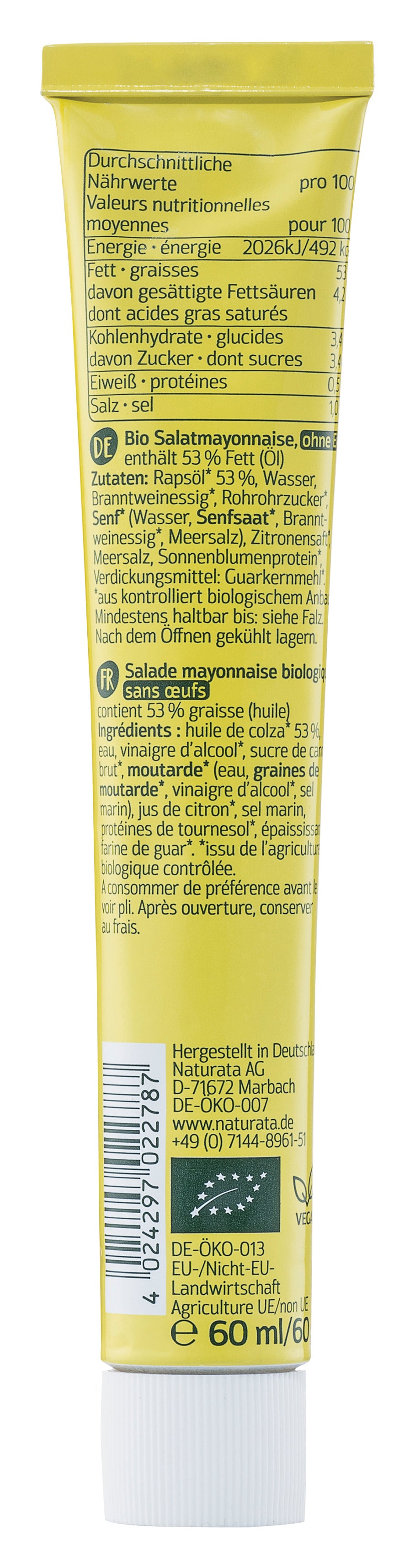 Vegane Mayo mit Rapsöl  Tube 60 ml