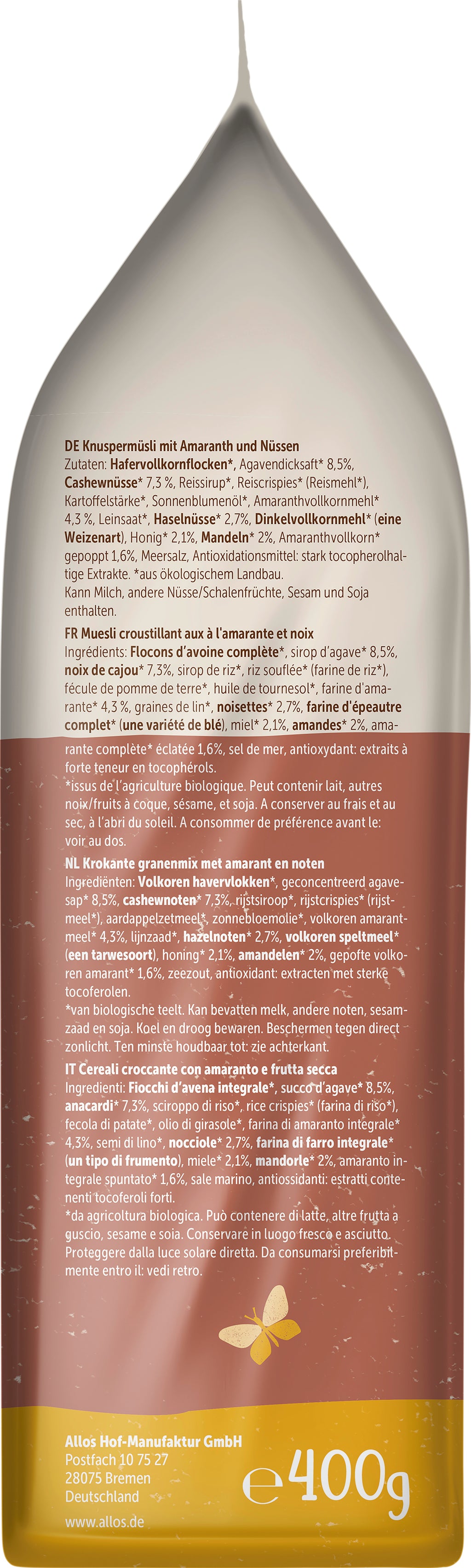 Amaranth Crunchy Edelnuss 400 g