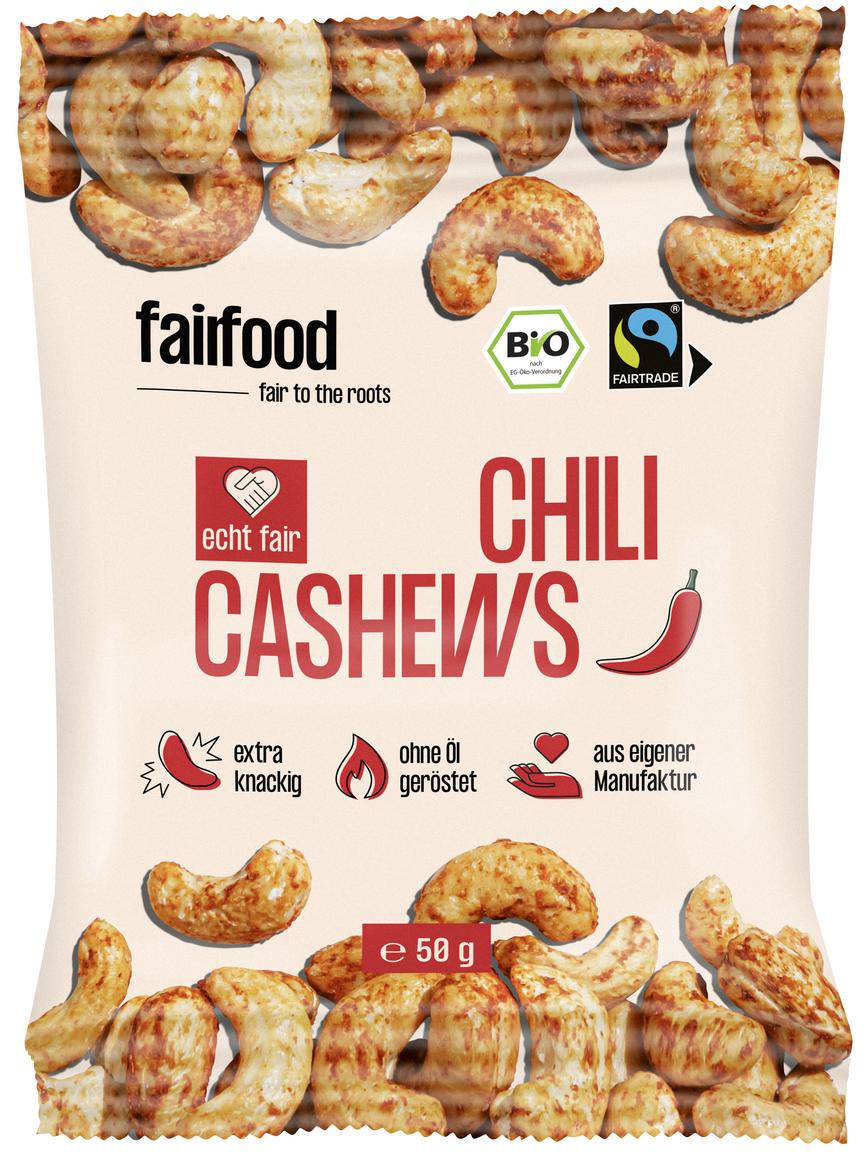 Faire Cashews mit Chili geröstet Snackbag 50 g