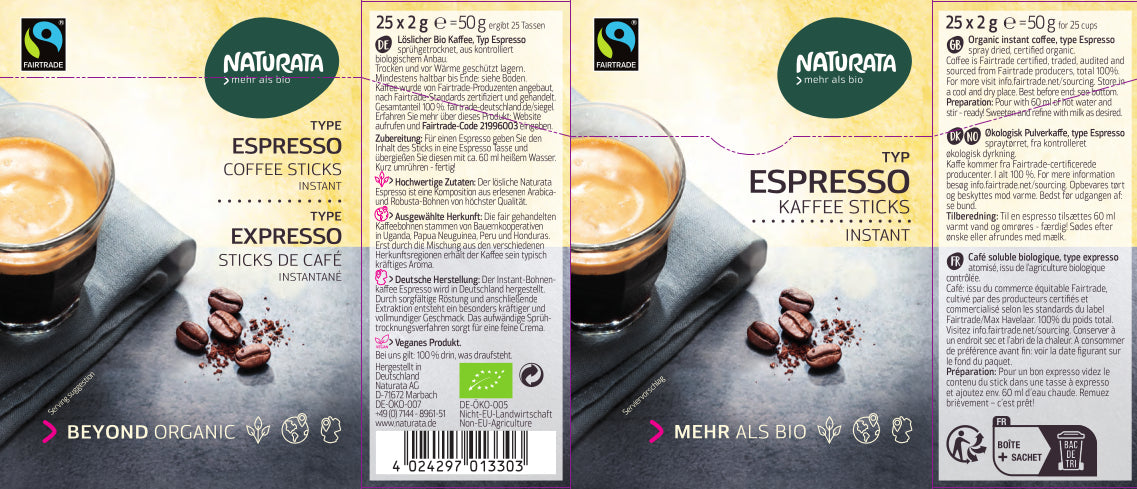 Espresso Sticks Bohnenkaffee instant 25x2 g