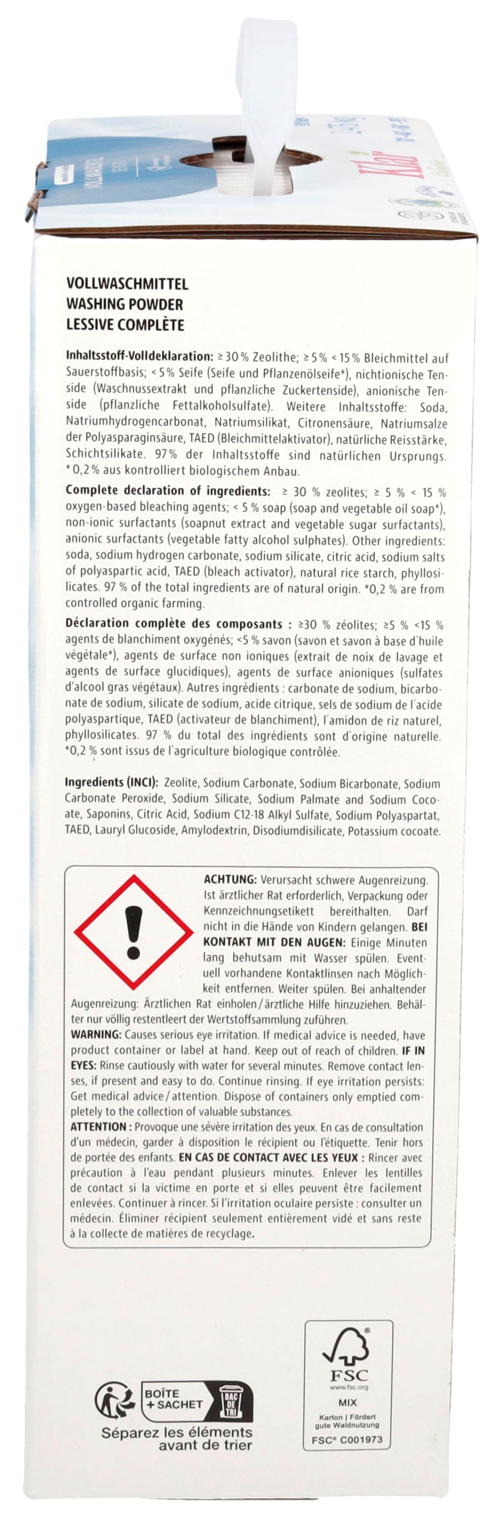 Waschnuss Vollwaschmittel Pulver 45 Waschgänge 2475 g
