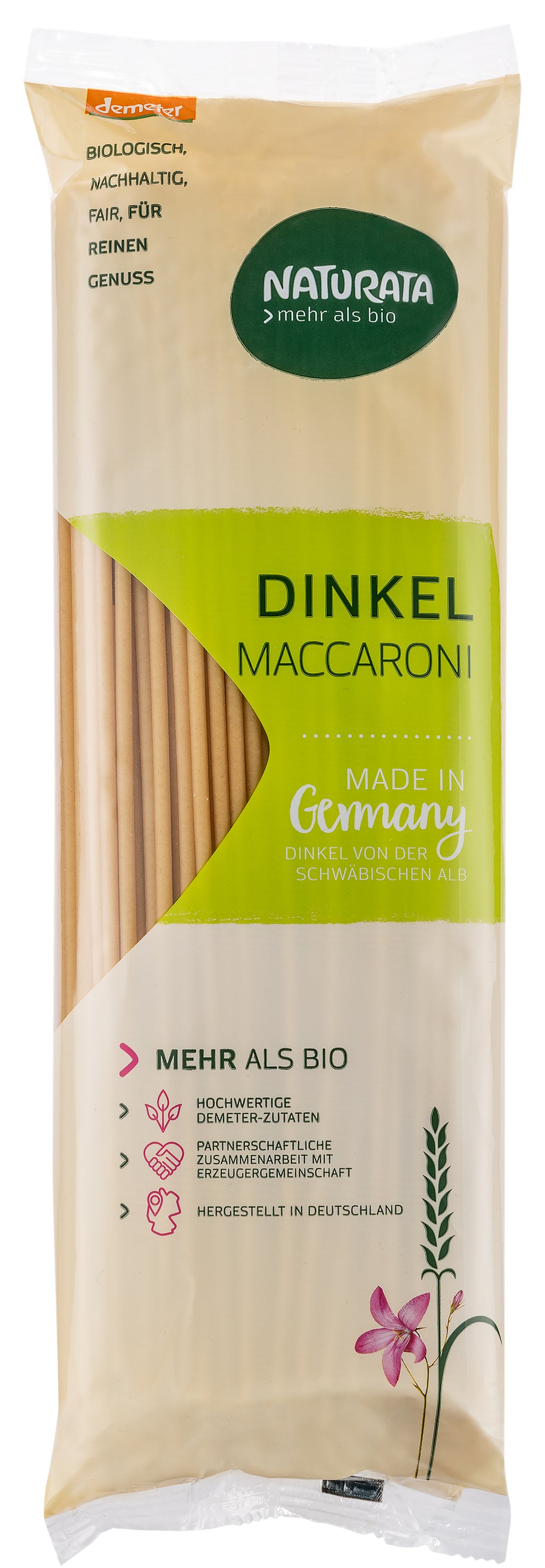 Maccaroni lang Dinkel hell demeter 500 g