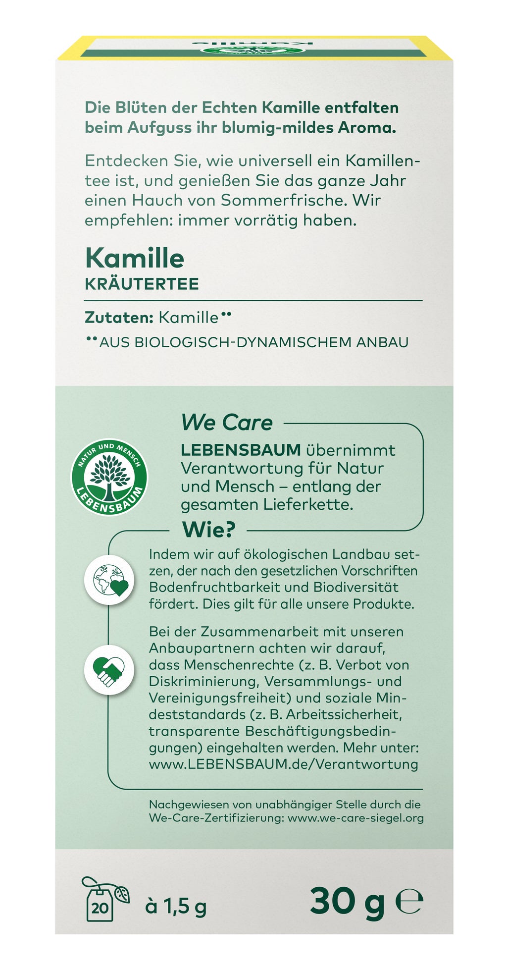 Kamille Kräutertee demeter 30 g