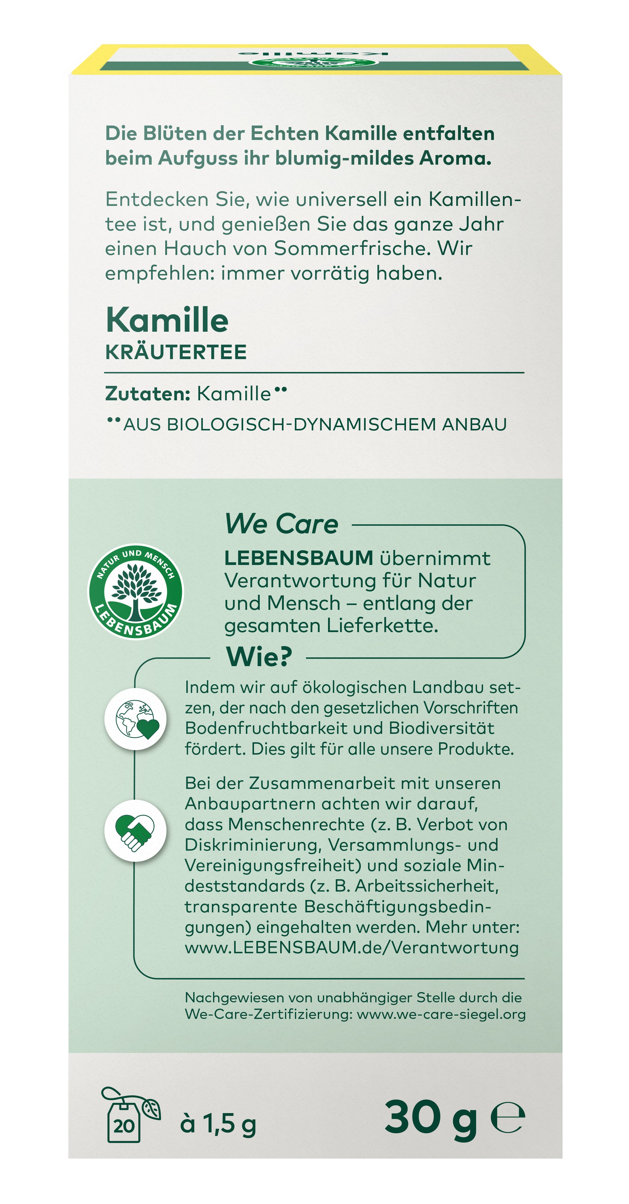Kamille Kräutertee demeter 30 g