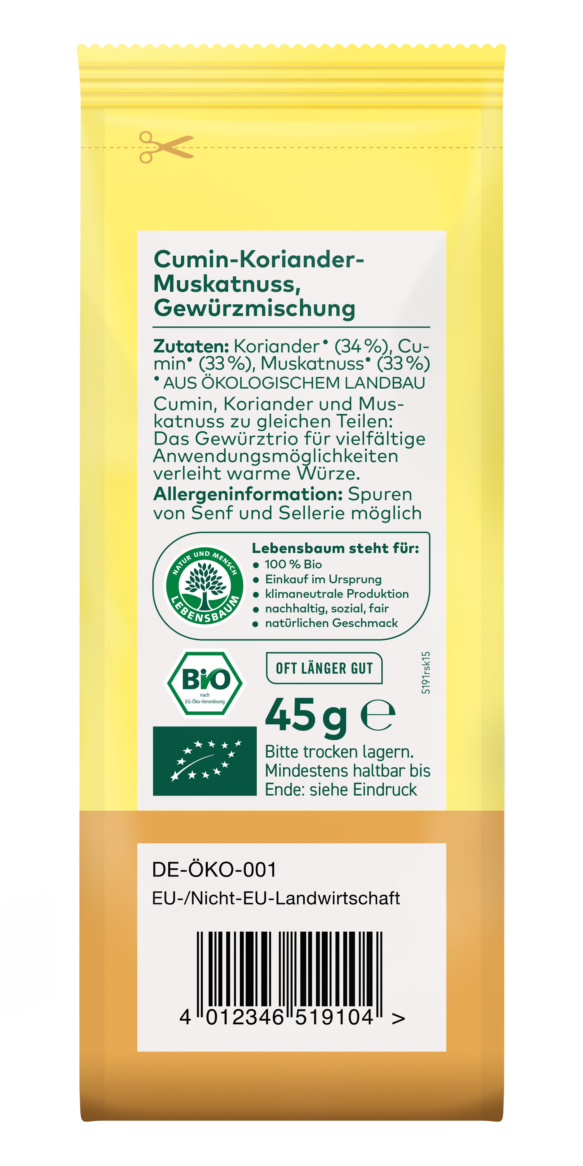 Cumin Koriander Muskatnuss Gewürzmischung 45 g