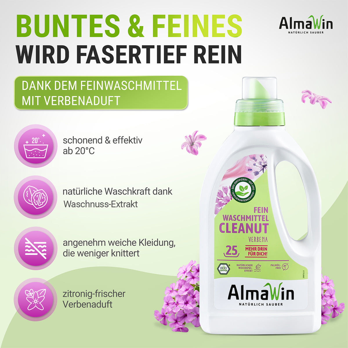 Cleanut Flüssiges Colorwaschmittel ohne Palmöl 750 ml