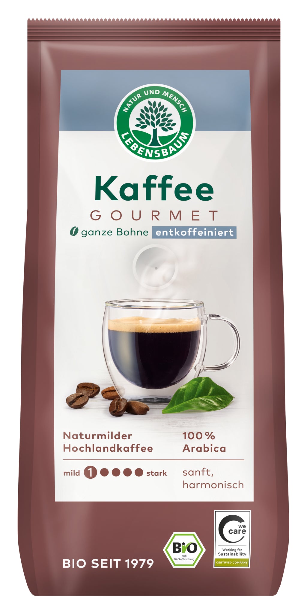 Kaffee Gourmet ganze Bohne entkoffeiniert 250 g
