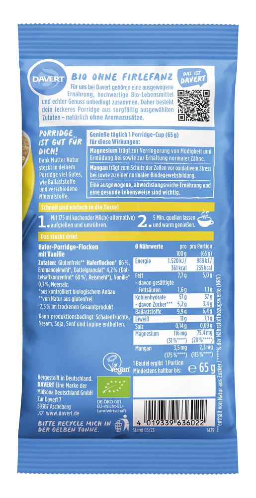 Porridge-Cup Vanille 65 g