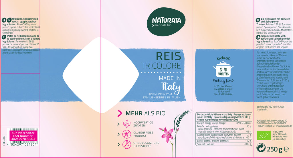 Reisnudeln Tricolore 250 g