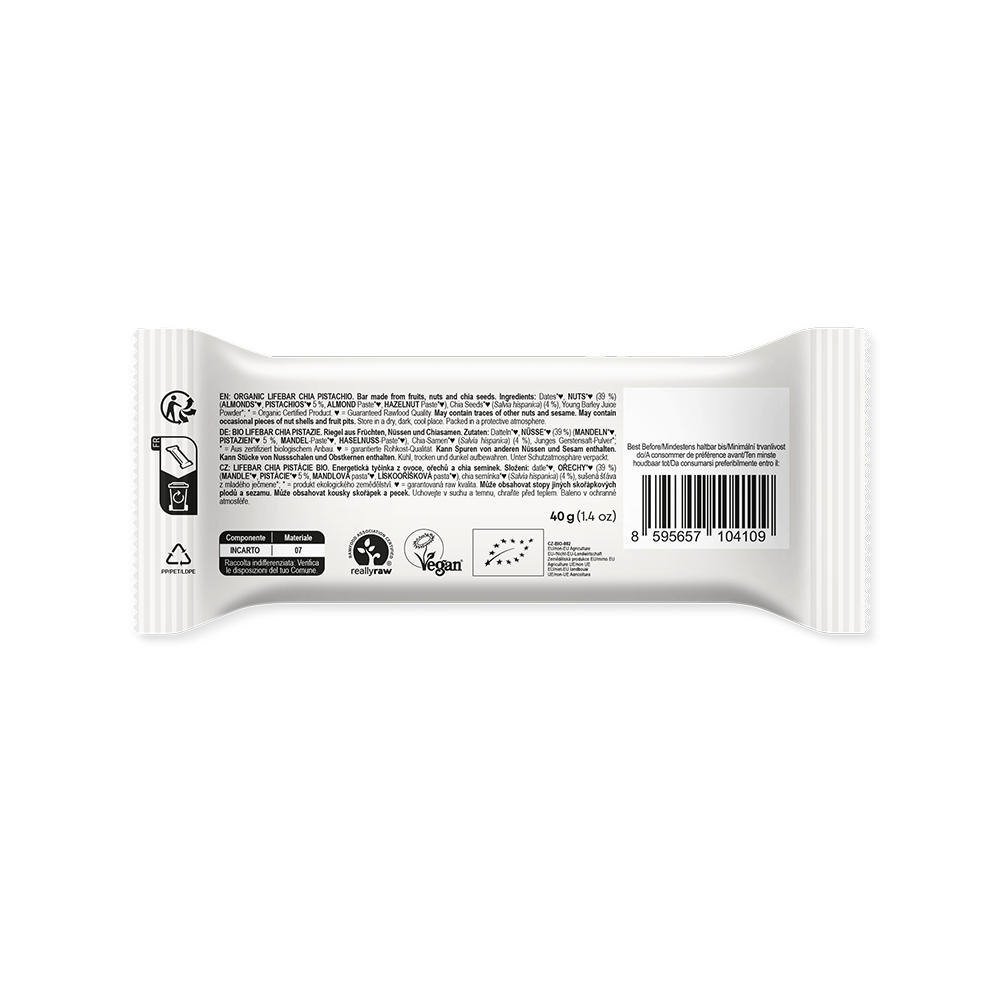 Lifebar Chia Pistachio Superfood-Riegel 40 g
