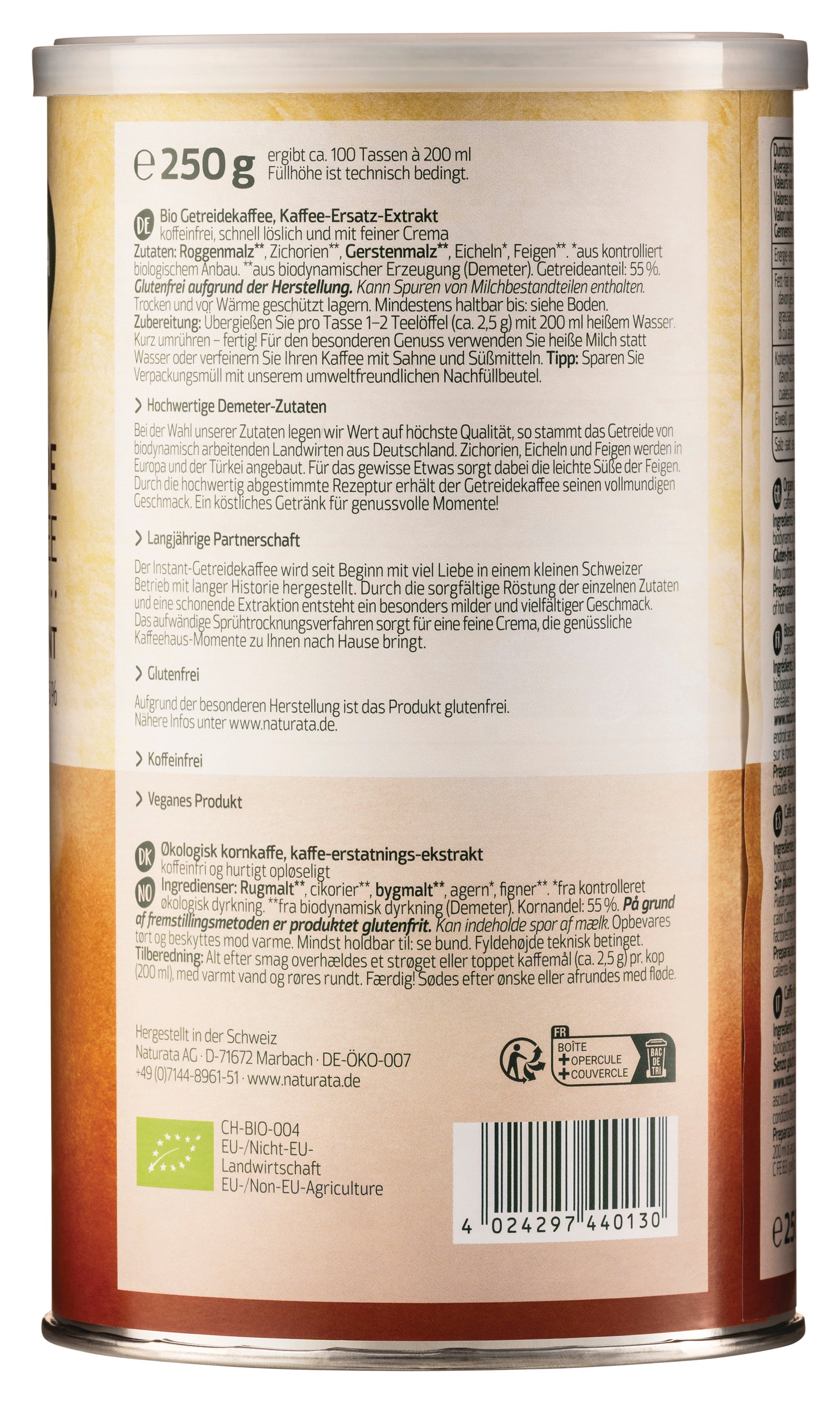 Getreidekaffee Instant demeter 250 g