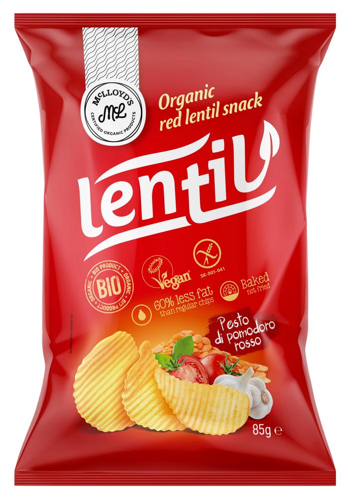 Rote Linsen Chips mit rotem Pestogeschmack 85 g