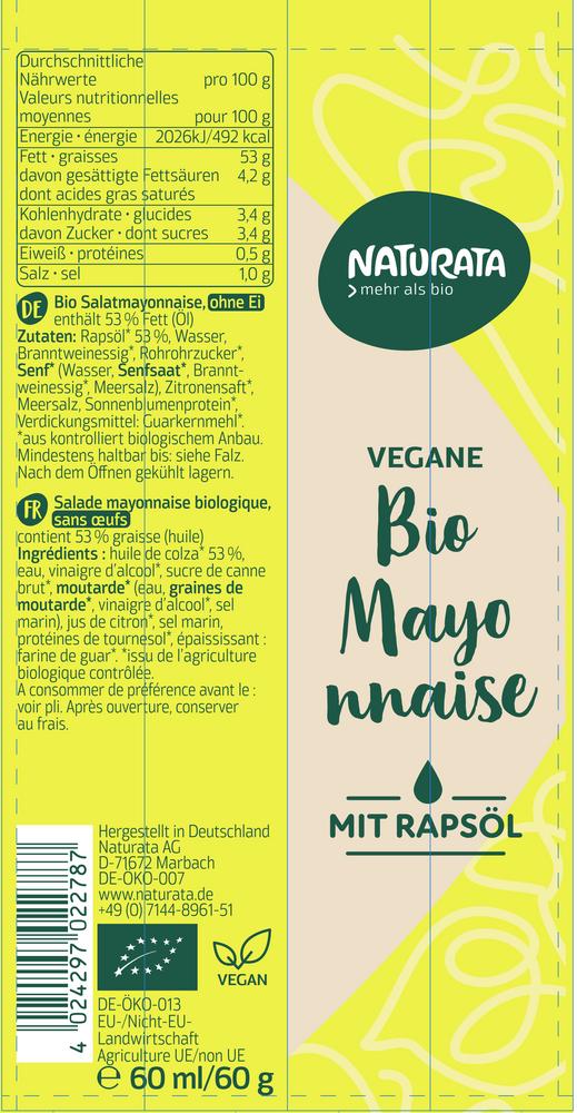 Vegane Mayo mit Rapsöl  Tube 60 ml