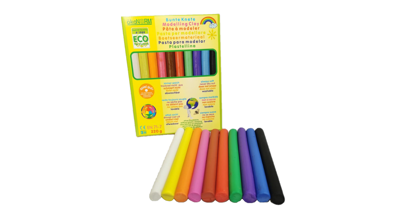 Bunte Knete 10 Farben ohne Plastikfolie 220 g
