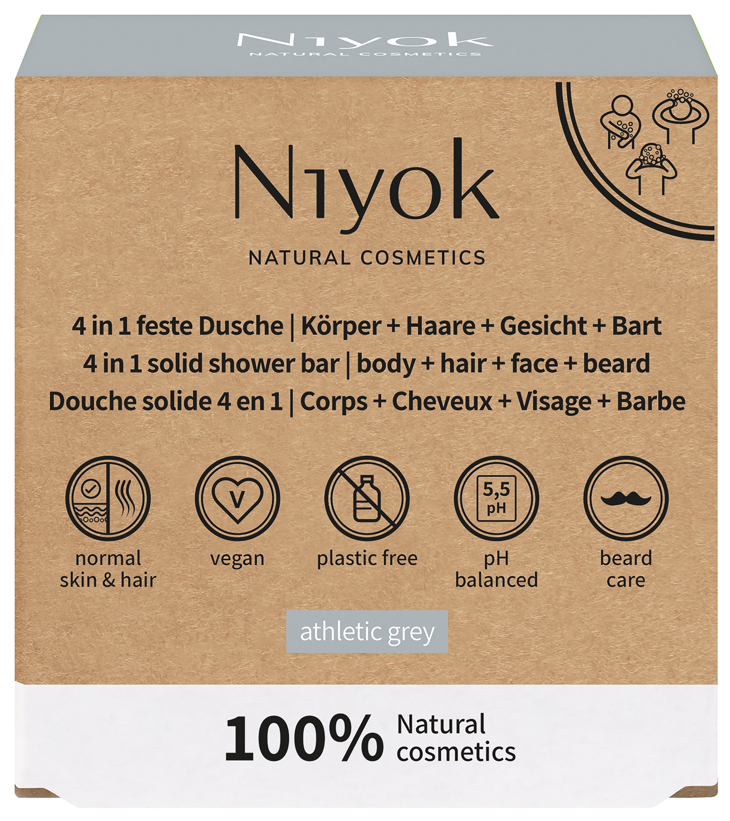 4in1 feste Dusche Körper-Haare-Gesicht-Bart 80 g