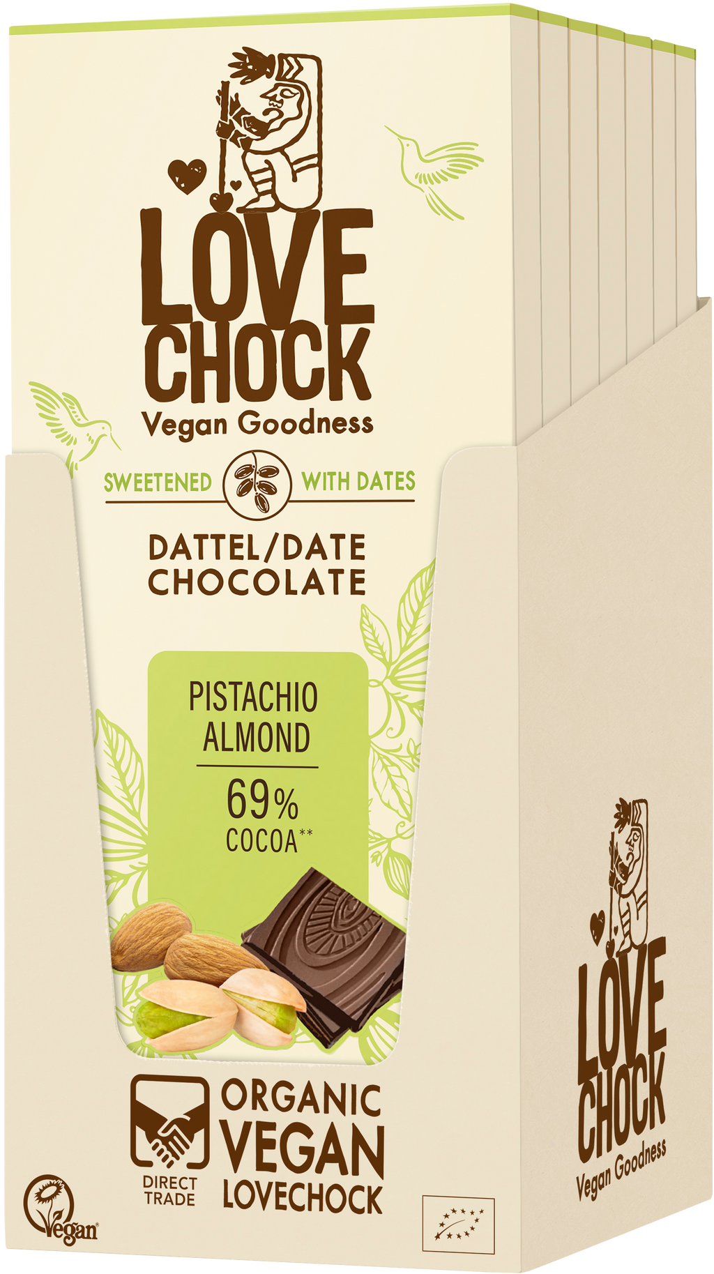 Pistachio Almond 69% Kakao - sweetened with dates 70 g