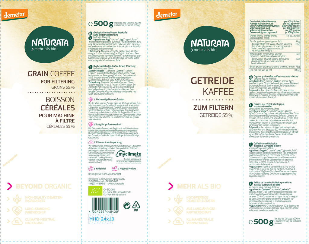 Getreidekaffee Filter demeter 500 g