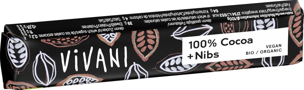 100% Cocoa + Nibs Riegel 25 g