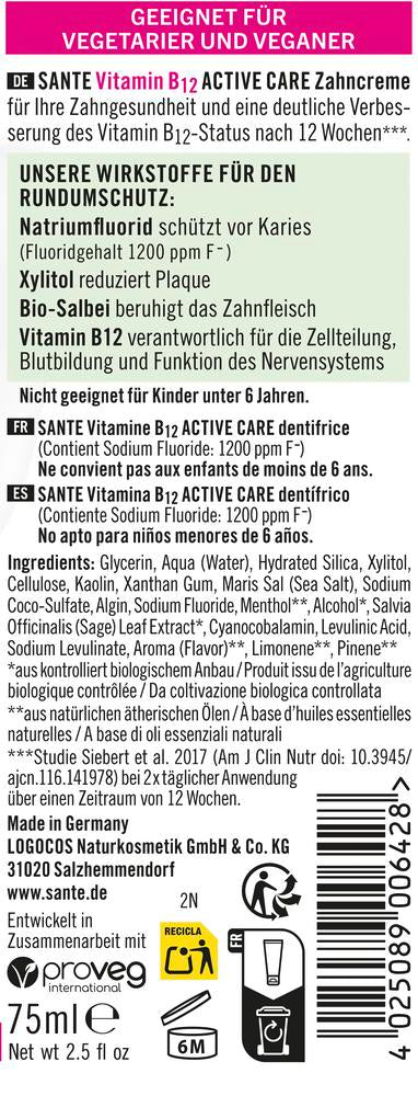 Zahncreme Vitamin B12 Active Care 75 ml
