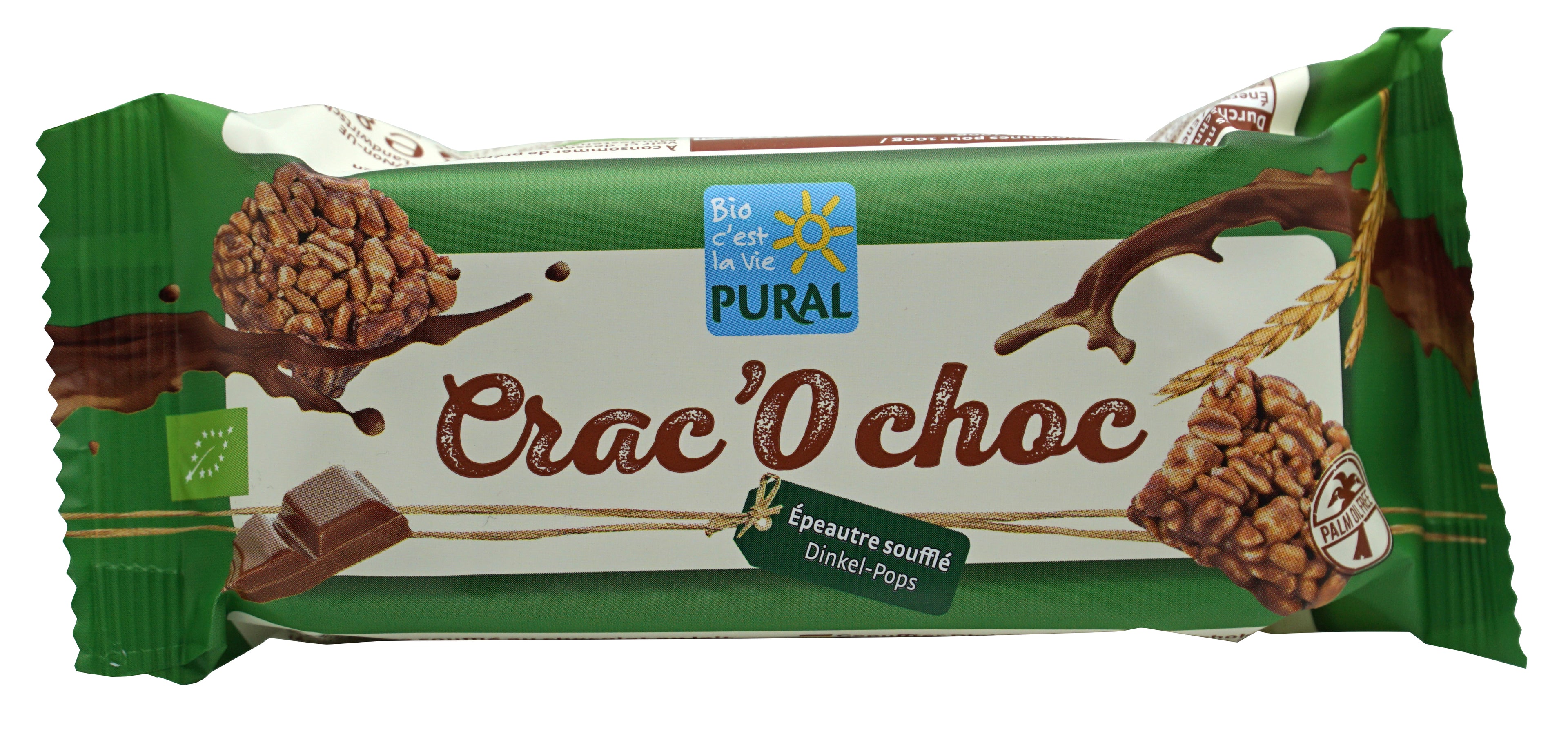 Crac'O choc gepuffter Dinkel in VM-Schokolade 80 g
