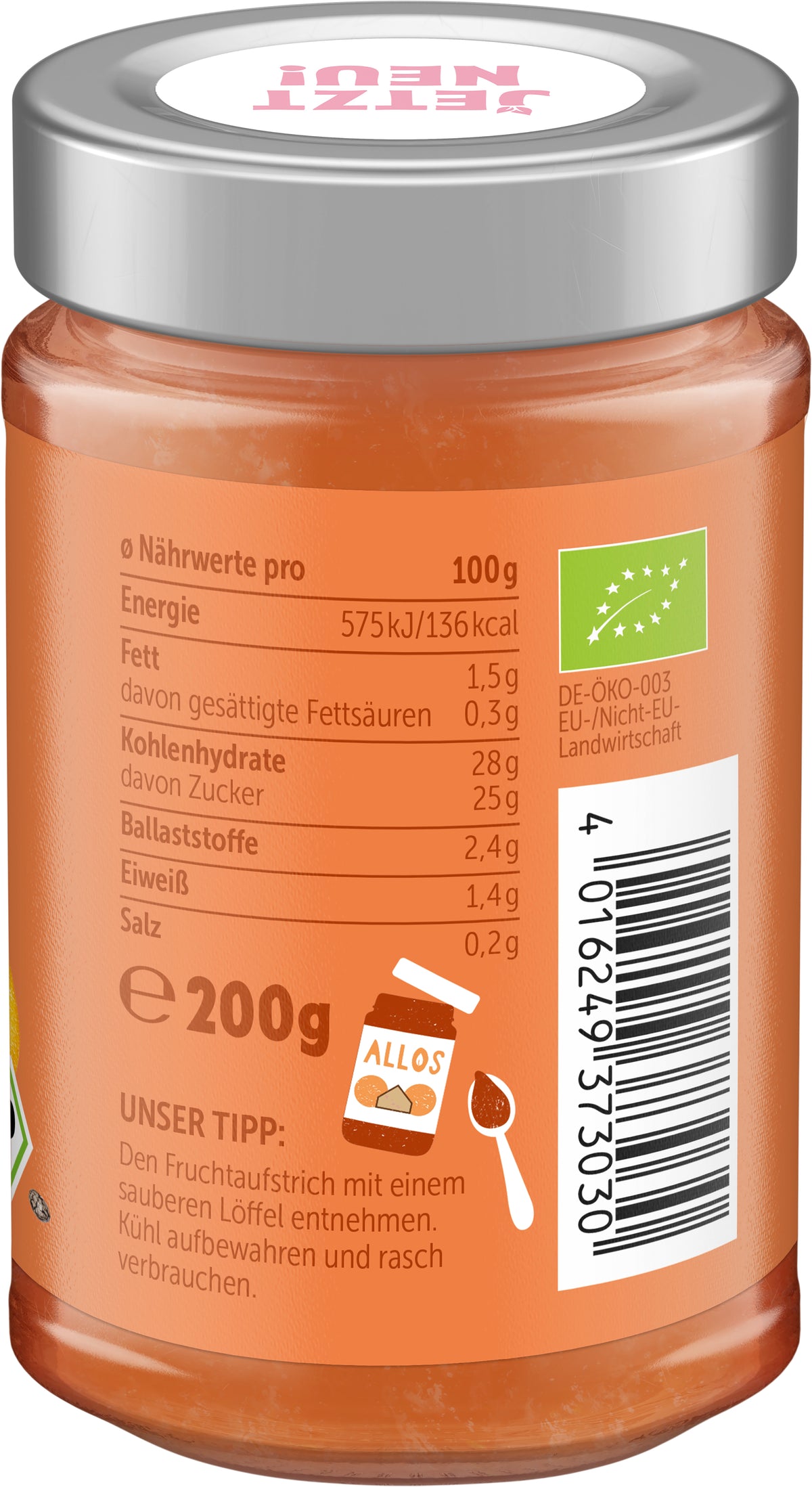 Super Fruit Aprikose mit Chia&Kurkuma Aufstrich 200 g