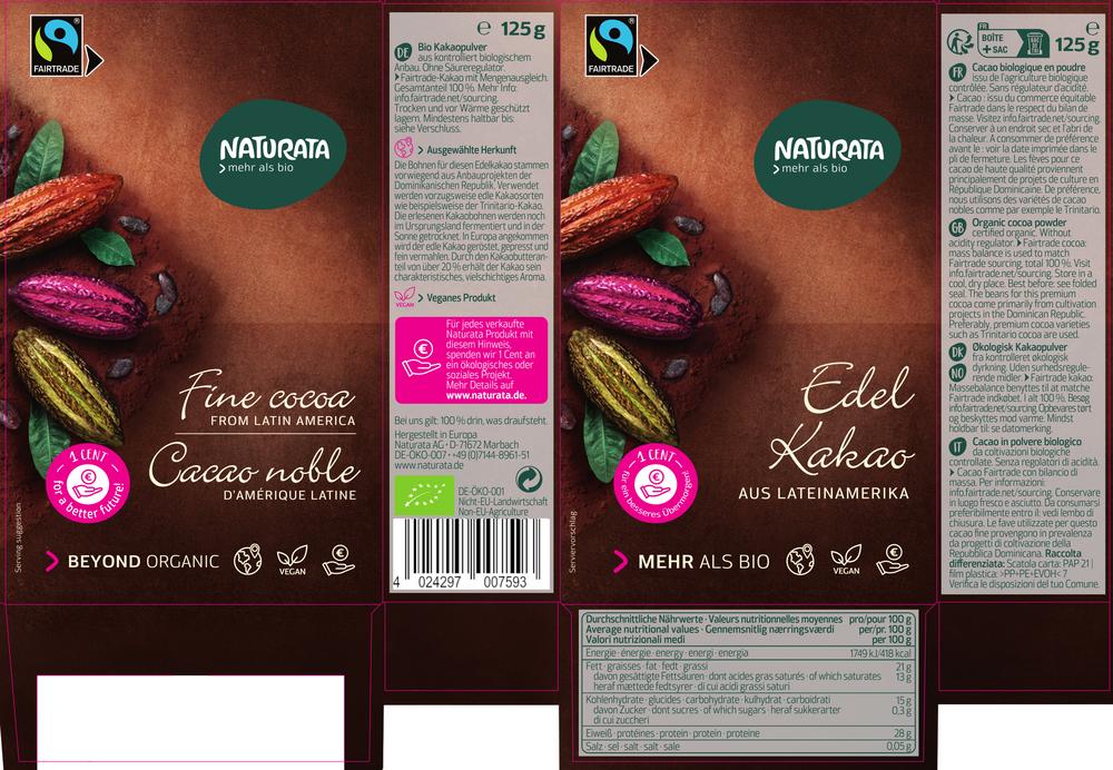 Edelkakao schwach entölt 20-22% Kakaobutter 125 g