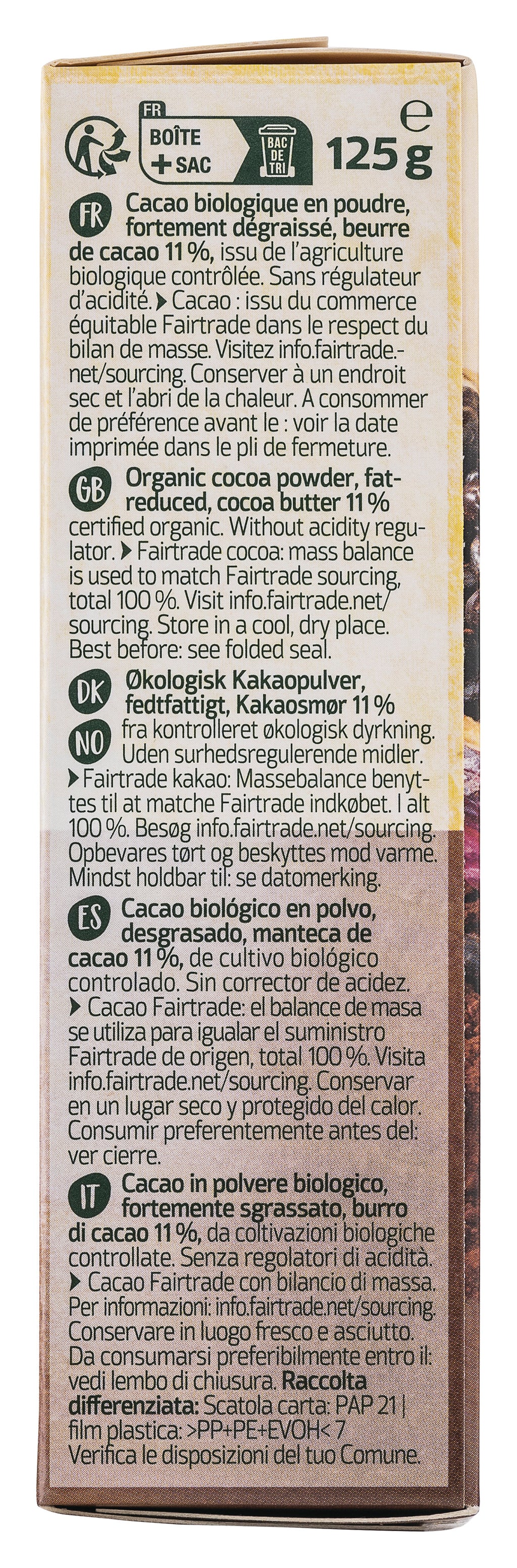 Kakao stark entölt 10-12% Kakaobutter 125 g