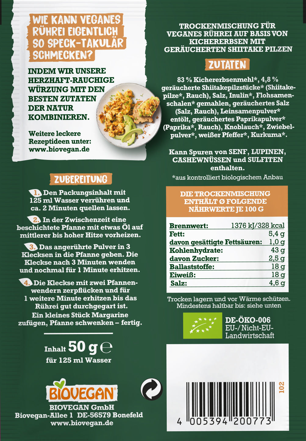 Mein veganes Rührei mit Speck-Ersatz 50 g