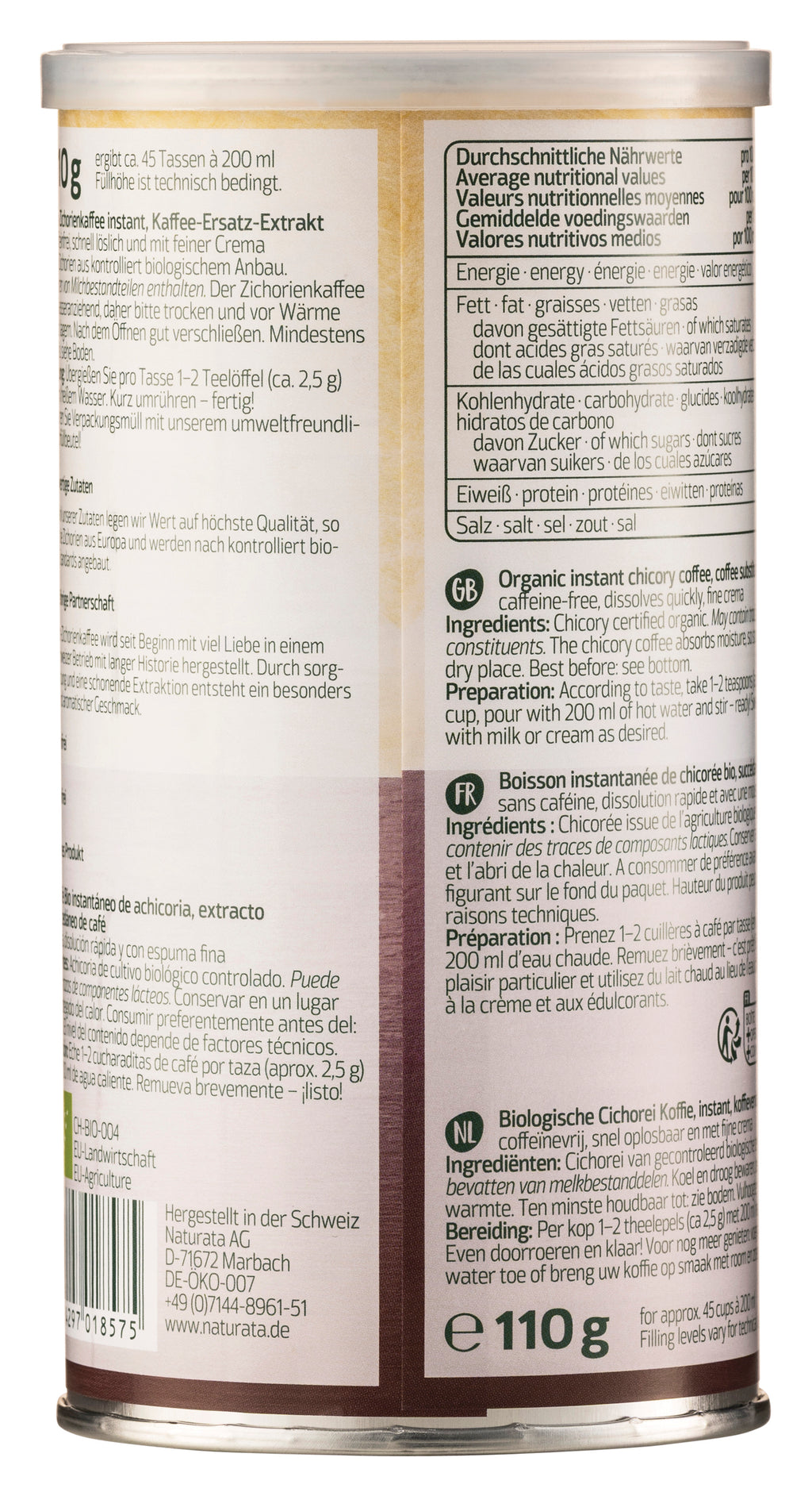 Zichorienkaffee Instant Dose 110 g