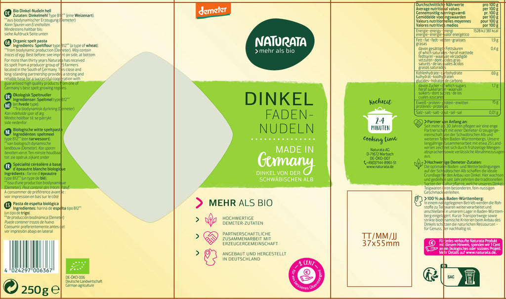 Fadennudeln Dinkel-hell demeter 250 g