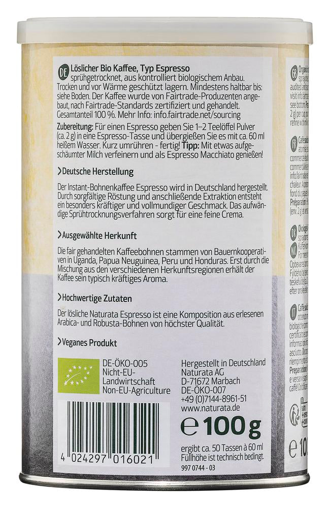 Espresso Bohnenkaffee instant  Dose 100 g