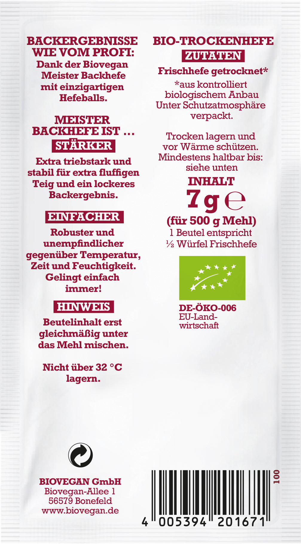 Meine Meister Backhefe 3er Pack 21 g