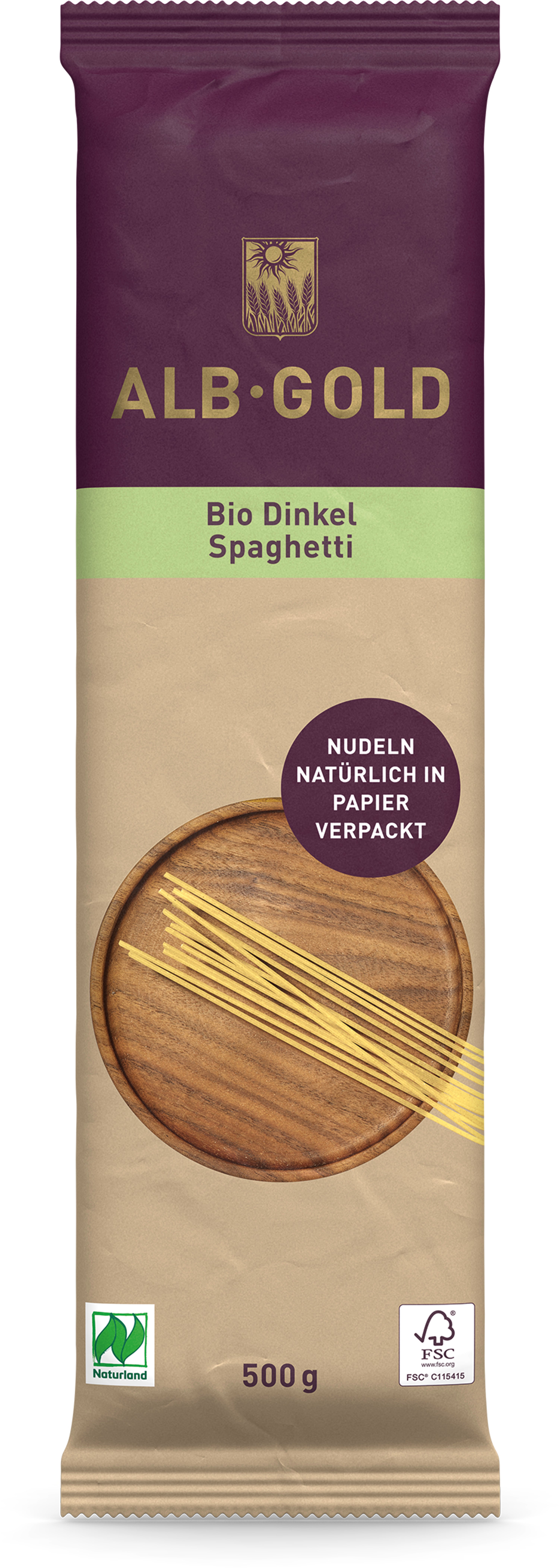 Spaghetti Dinkel Papierverpackung 500 g